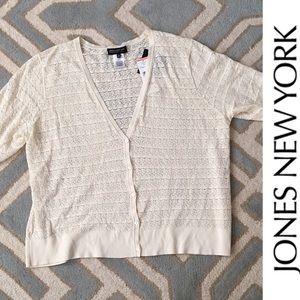 NWT JONES NY crochet cream 3/4 sleeve cardigan 3X
